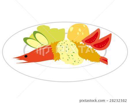 一隻油煎的蝦的例證 28232382