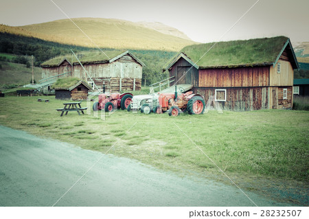 Norwegian typical grass roof country house 28232507