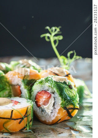 fusion sushi with strawberries fusion sushi with strawberries 28233117