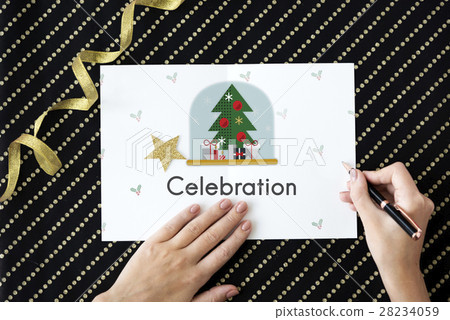 Christmas Tree Celebration Tinsel Concept Christmas Tree Celebration Tinsel Concept 28234059