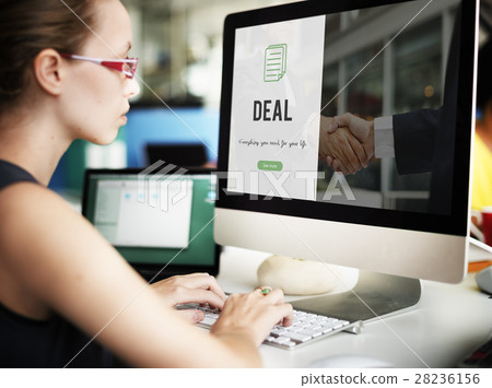 Deal word on business handshake background Deal word on business handshake background 28236156