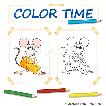 Coloring template with cute mouse Coloring template with cute mouse 28236928