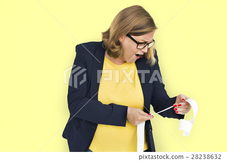 Businesswoman Surprise Stun Shock Payment Bill Concept 28238632