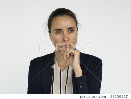 Woman Serious Studio Portrait Concept Woman Serious Studio Portrait Concept 28239367