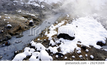 stone and stream in the mist Noboribetsu onsen 28241684