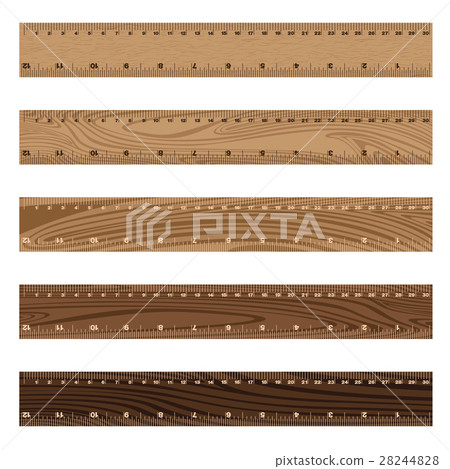 Wooden ruler texture on white background. 28244828