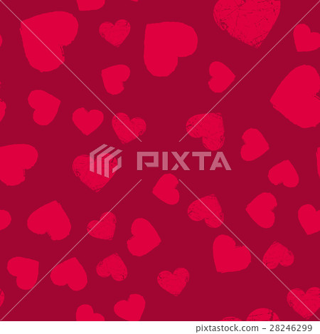 Valentines Day seamless pattern with red hearts - Stock Illustration ...