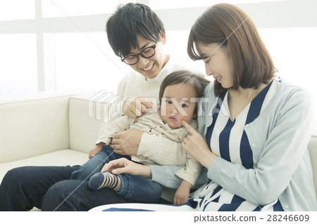Three families sitting on the sofa 28246609