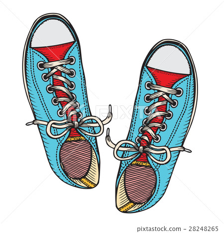 Vector illustration red and blue sports sneakers Vector illustration red and blue sports sneakers 28248265