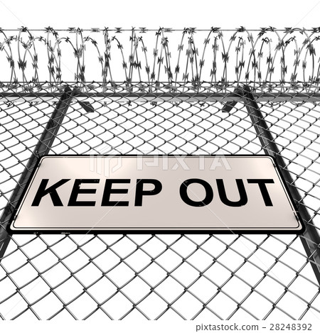 3d Silver or Steel Fence with Barbed Wire 3d Silver or Steel Fence with Barbed Wire 28248392