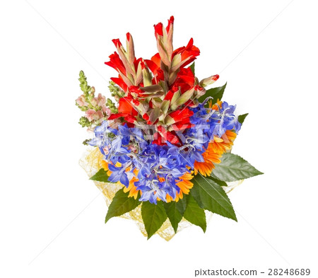 Bouquet of flowers top view on white background Bouquet of flowers top view on white background 28248689