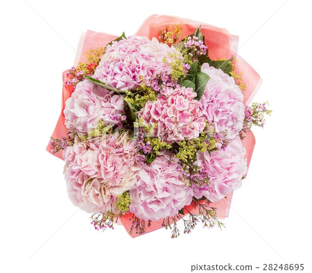Bouquet of flowers top view on white background Bouquet of flowers top view on white background 28248695