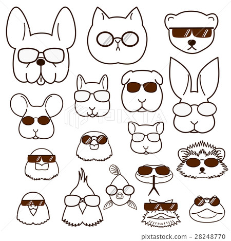 Pet face set drawing for glasses wearing glasses Pet face set drawing for glasses wearing glasses 28248770