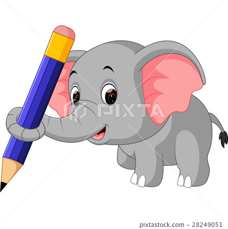 Cute elephant holding pencil Cute elephant holding pencil 28249051