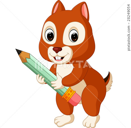 Cute squirrel holding pencil Cute squirrel holding pencil 28249054
