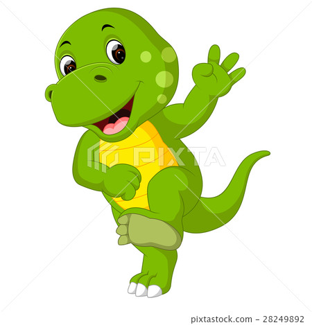 Cute Green Dinosaur Cartoon Stock Vector - Illustration of hunter