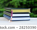 Books on Wooden Table on Nature Background 28250390