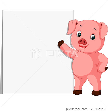 cute pig with blank sign cute pig with blank sign 28262442