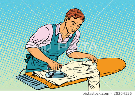 Vintage employee ironed clothes 28264136