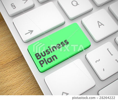 Business Plan - Text on Green Keyboard Key. 3D. 28264222