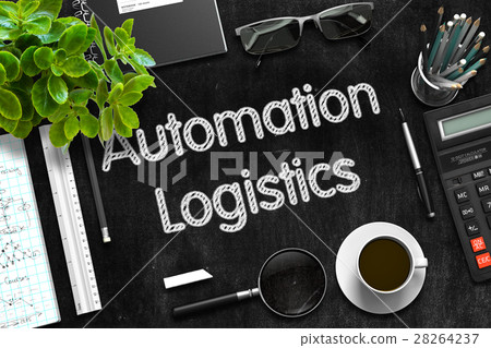 Automation Logistics on Black Chalkboard. 3D 28264237