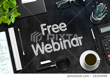 Black Chalkboard with Free Webinar Concept. 3D Black Chalkboard with Free Webinar Concept. 3D 28264996