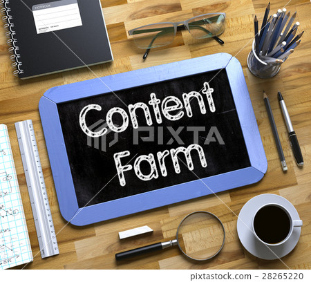 Content Farm on Small Chalkboard. 3D. Content Farm on Small Chalkboard. 3D. 28265220