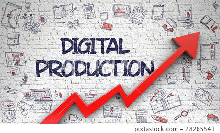 Digital Production Drawn on White Brickwall. Digital Production Drawn on White Brickwall. 28265541