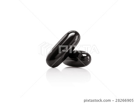 black supplement capsule isolated on white 28266905