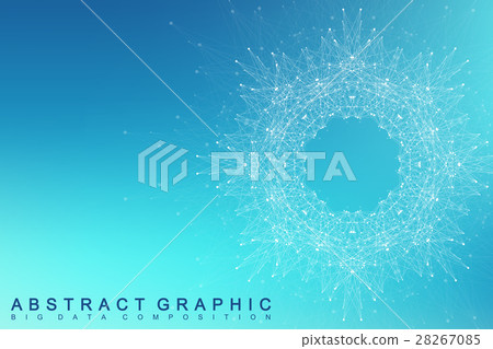 Fractal element with connected lines and dots. Big 28267085