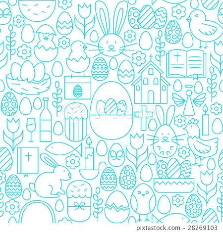 Easter Line Seamless White Pattern 28269103