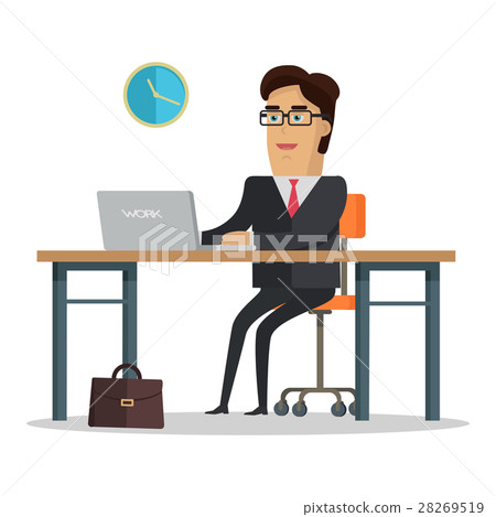 Computer Work Concept Illustration In Flat Design Computer Work Concept Illustration In Flat Design 28269519
