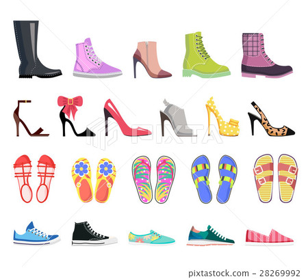 Collection of Shoes Types. Modern Female Footwear Collection of Shoes Types. Modern Female Footwear 28269992