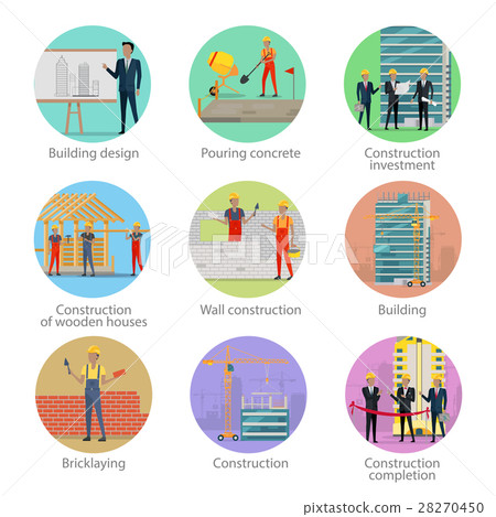 Set of icons showing different building process Set of icons showing different building process 28270450