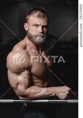 brutal muscular man with beard unshaven fitness model healthcare 28270905