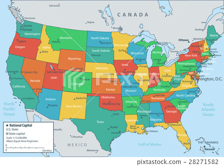 USA map with federal states All states are Stock Illustration