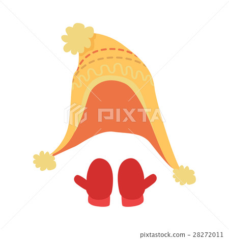 Hat. Icons with Yellow Headwear and Red Mittens 28272011