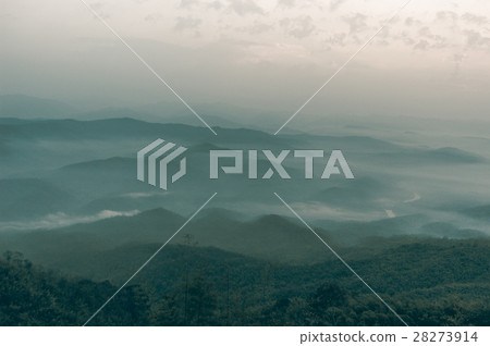 Misty summer mountain hills landscape Misty summer mountain hills landscape 28273914