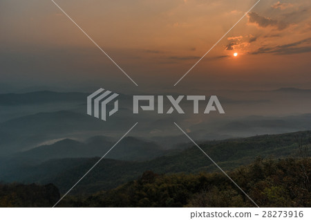 Misty summer mountain hills landscape Misty summer mountain hills landscape 28273916