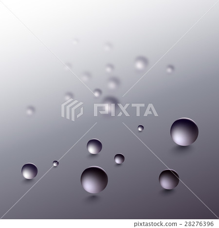 Water drops on a gray background. Round raindrops 28276396