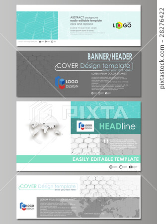 Social Media And Email Headers Set Modern Banners Stock