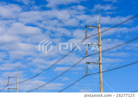 Electricity post against blue sky with cloud Electricity post against blue sky with cloud 28277125