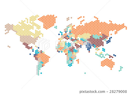 Dotted World map of hexagonal dots - Stock Illustration [28279008] - PIXTA