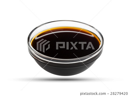 Soy sauce in glass bowl isolated on white Soy sauce in glass bowl isolated on white 28279420