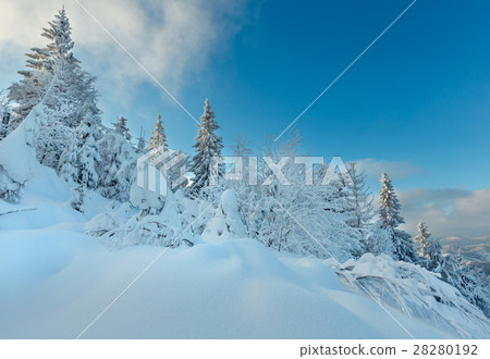Winter Ukrainian Carpathian Mountains landscape. 28280192