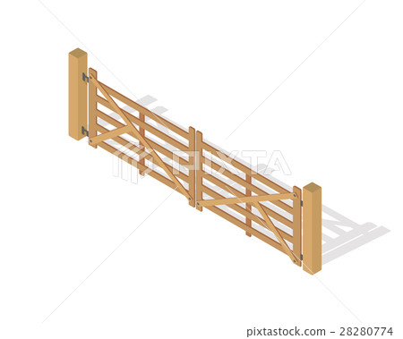 Wooden Fence Isolated on White with Columns. Wooden Fence Isolated on White with Columns. 28280774