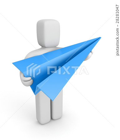 Person hold blue paper plane Person hold blue paper plane 28281047