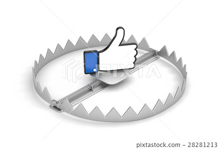 Steel bear trap with thumb's up symbol 28281213