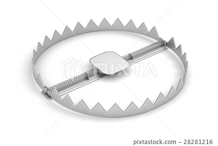 Steel bear trap isolated on white 28281216