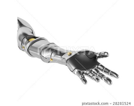 Metal robotic arm isolated on white background 28281524